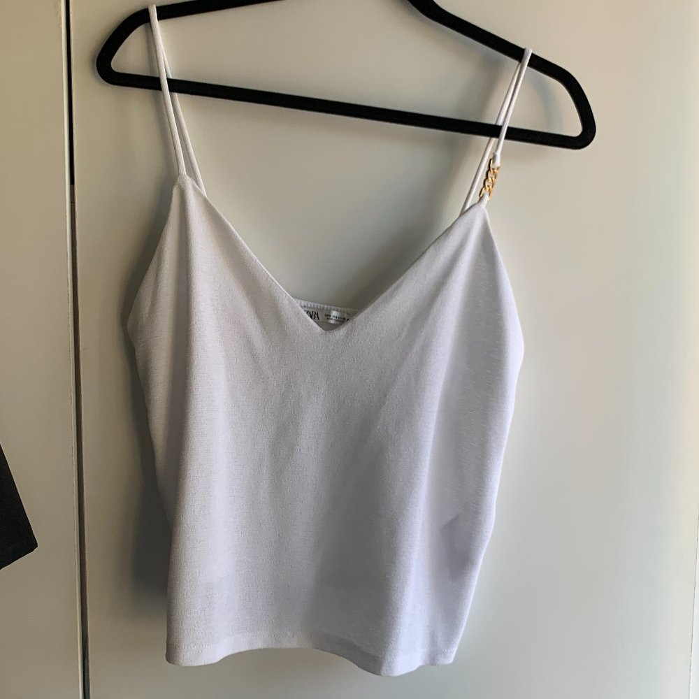 🌟zara white tank top with gold detail🌟